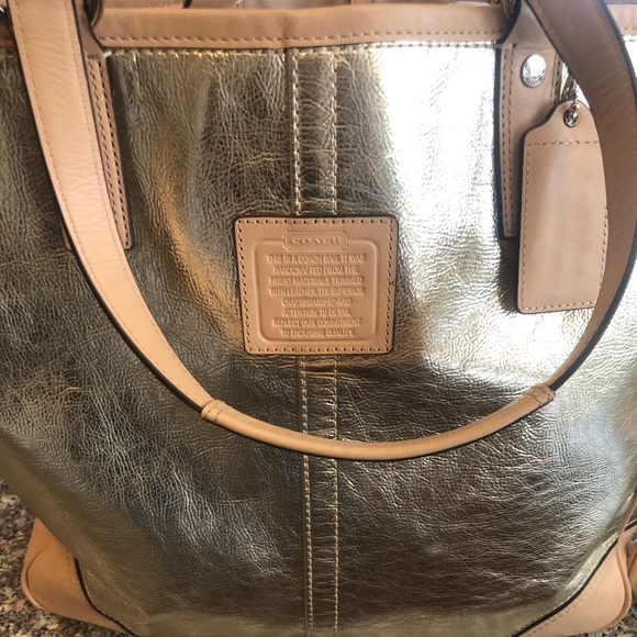 Coach gold tote - Picture 1 of 5